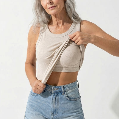 Velouria's Ribbed Cotton Built-In Bra Tank